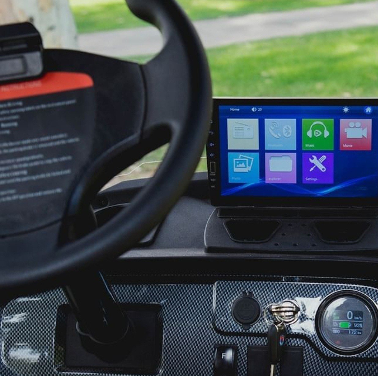 Premium cart touchscreen and interior detail